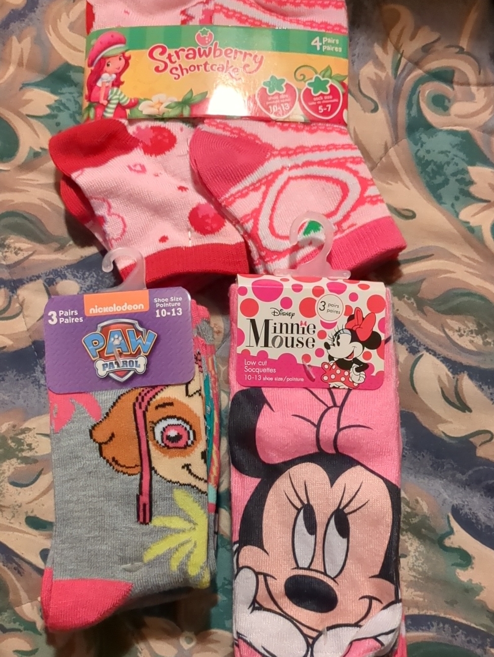 Disney's Minnie Mouse, Strawberry Shortcake And Paw Patrol Sock Packs